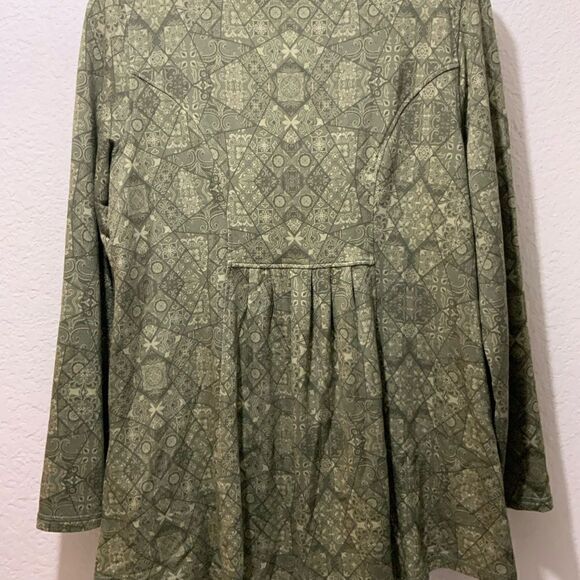 Soft Surroundings Full Zip Cardigan Jacket Green Smocked Waist Flattering medium - Picture 6 of 8